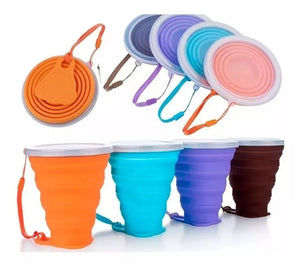 Vaso Plegable De Silicona Con Tapa Portable Reusable 270 Ml