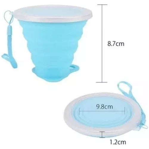 Vaso Plegable De Silicona Con Tapa Portable Reusable 270 Ml